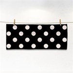 Polka Dots - Linen on Black Hand Towel