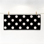 Polka Dots - Linen on Black Hand Towel