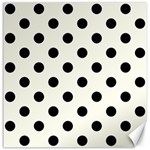 Polka Dots - Black on Ivory Canvas 12  x 12 
