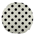 Polka Dots - Black on Ivory Large 18  Premium Round Cushion