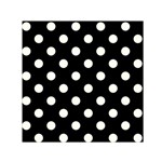 Polka Dots - Ivory on Black Small Satin Scarf  (Square)