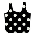 Polka Dots - Ivory on Black Full Print Recycle Bag (L)