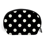 Polka Dots - Ivory on Black Accessory Pouch (Large)