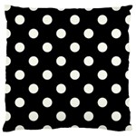 Polka Dots - Ivory on Black Large Cushion Case (One Side)