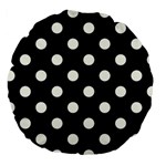 Polka Dots - Ivory on Black Large 18  Premium Round Cushion