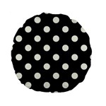 Polka Dots - Ivory on Black Standard 15  Premium Round Cushion