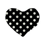 Polka Dots - Ivory on Black Standard 16  Premium Flano Heart Shape Cushion