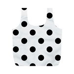 Polka Dots - Black on White Smoke Full Print Recycle Bag (M)