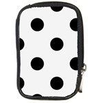 Polka Dots - Black on White Smoke Compact Camera Leather Case