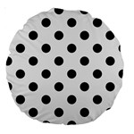 Polka Dots - Black on White Smoke Large 18  Premium Round Cushion