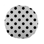 Polka Dots - Black on White Smoke Standard 15  Premium Round Cushion