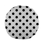 Polka Dots - Black on White Smoke Standard 15  Premium Flano Round Cushion