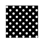 Polka Dots - White Smoke on Black Small Satin Scarf  (Square)