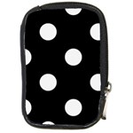 Polka Dots - White Smoke on Black Compact Camera Leather Case