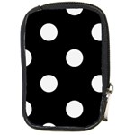 Polka Dots - White Smoke on Black Compact Camera Leather Case