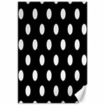 Polka Dots - White Smoke on Black Canvas 12  x 18 