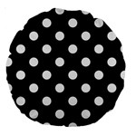 Polka Dots - White Smoke on Black Large 18  Premium Round Cushion