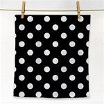 Polka Dots - White Smoke on Black Face Towel