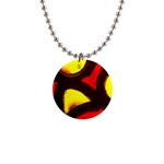 Yellow and Red Stained Glass 1  Button Necklace