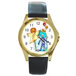 Skeleton Round Gold Metal Watch