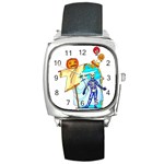 Skeleton Square Metal Watch