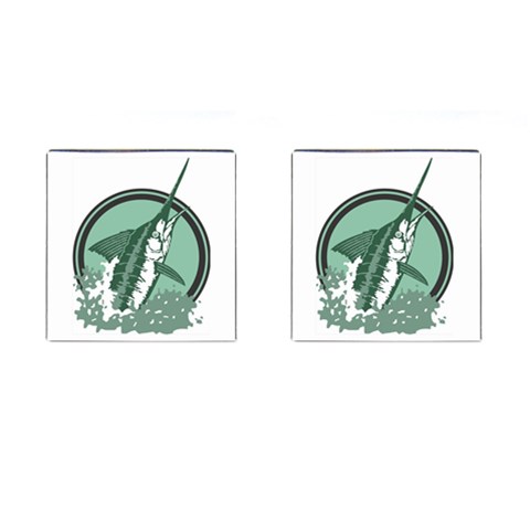 Marlin Logo Cufflinks (Square) from ArtsNow.com Front(Pair)