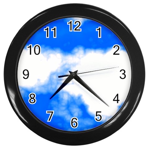 Blue Cloud Wall Clock (Black) from ArtsNow.com Front
