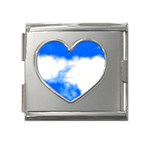 Blue Cloud Mega Link Heart Italian Charm (18mm)