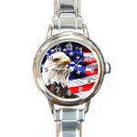 Eagle Flag Round Italian Charm Watch