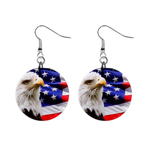 Eagle Flag 1  Button Earrings from ArtsNow.com Front