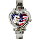 Eagle Flag Heart Italian Charm Watch