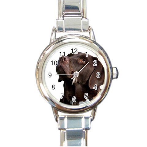 Chocolate Lab Round Italian Charm Watch from ArtsNow.com Front