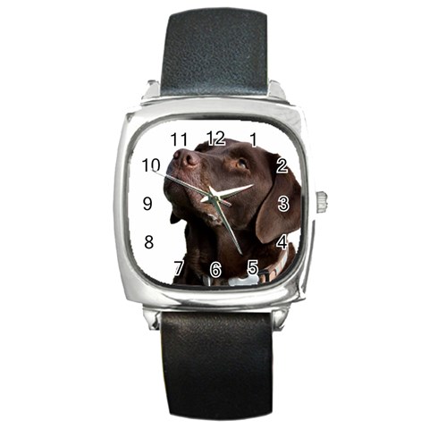 Chocolate Lab Square Metal Watch from ArtsNow.com Front