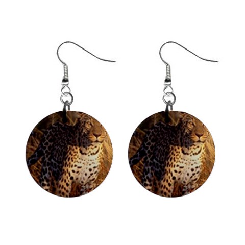 Cheetah 1  Button Earrings from ArtsNow.com Front