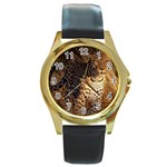 Cheetah Round Gold Metal Watch