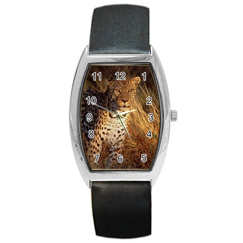 Cheetah Barrel Style Metal Watch from ArtsNow.com Front