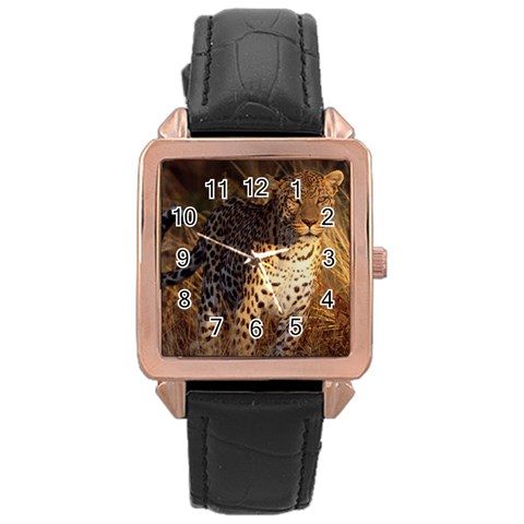 Cheetah Rose Gold Leather Watch  from ArtsNow.com Front