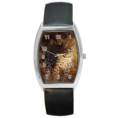 Cheetah Barrel Style Metal Watch from ArtsNow.com Front