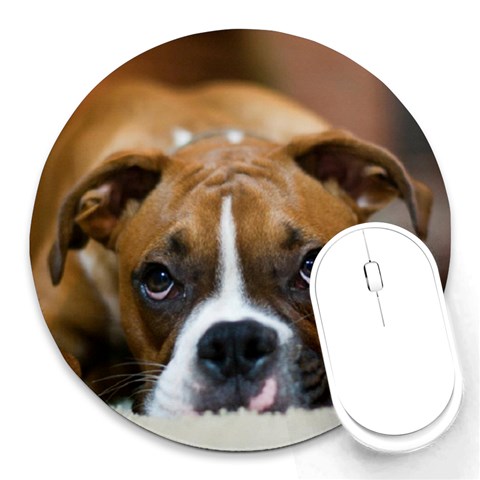 boxer Round Mousepad from ArtsNow.com Front