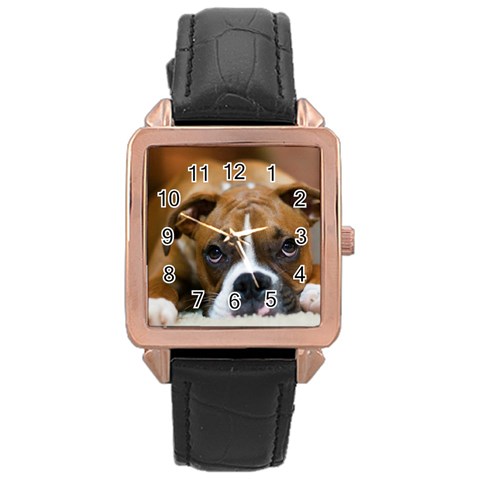 Boxer Rose Gold Leather Watch  from ArtsNow.com Front