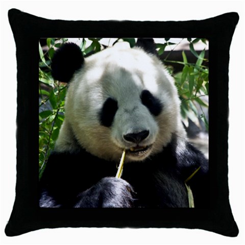 Panda Throw Pillow Case (Black) from ArtsNow.com Front