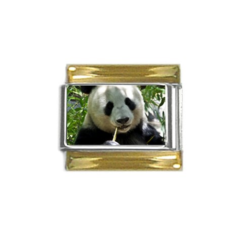 Panda Gold Trim Italian Charm (9mm) from ArtsNow.com Front