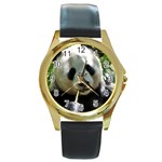 Panda Round Gold Metal Watch