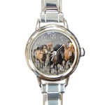 Running Horses Round Italian Charm Watch