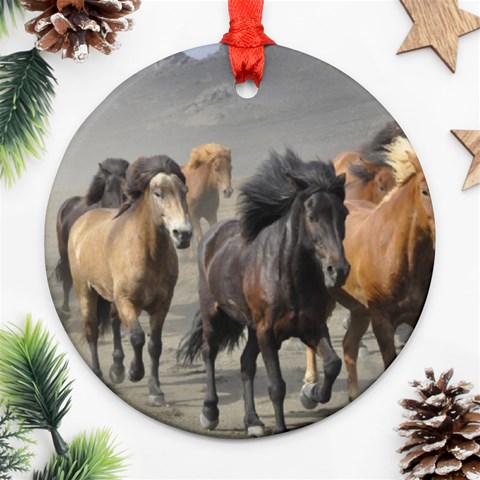 Running Horses Ornament (Round) from ArtsNow.com Front