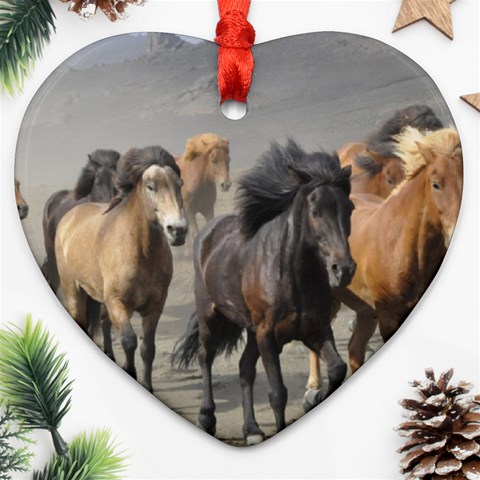 Running Horses Ornament (Heart) from ArtsNow.com Front
