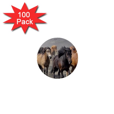 Running Horses 1  Mini Button (100 pack)  from ArtsNow.com Front