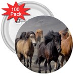 Running Horses 3  Button (100 pack)