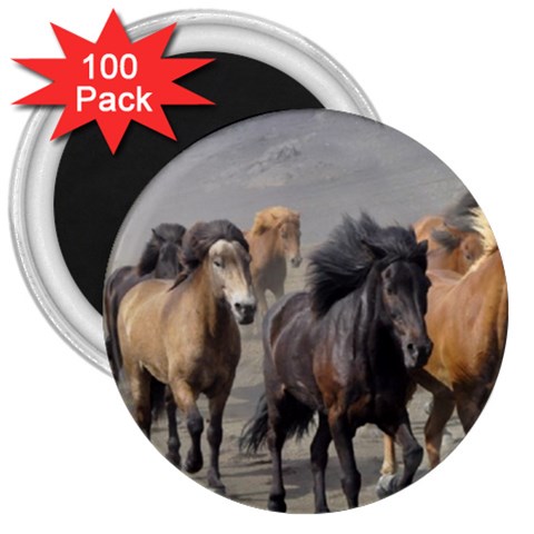 Running Horses 3  Magnet (100 pack) from ArtsNow.com Front