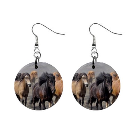 Running Horses 1  Button Earrings from ArtsNow.com Front